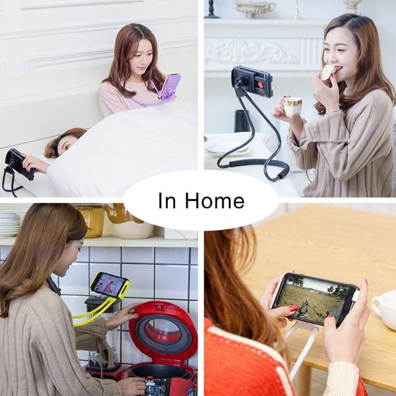 Universal Flexible Mobile Phone Holder Hanging Neck Lazy Necklace Bracket Bed 360 Degree Phones Holder Stand