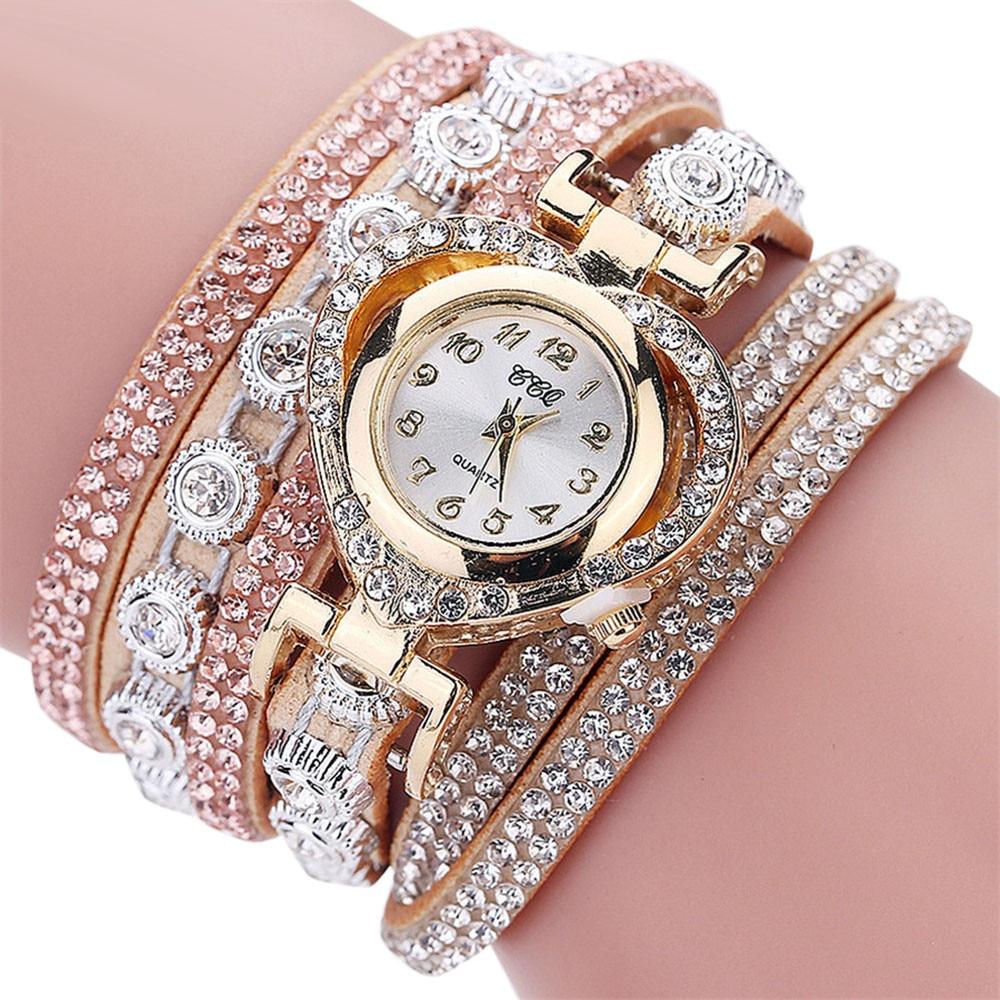 Luxury Crystal Vintage Rhinestone Bracelet Quartz Watch Womens Watch For Female and Girls