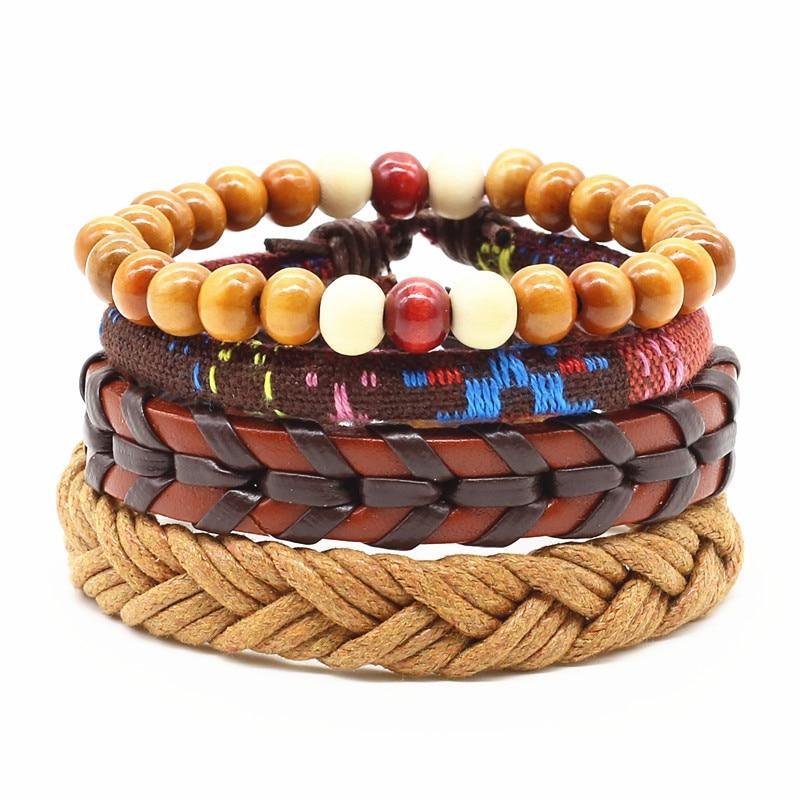 Handmade Modern Fashion New Luxury Wood Bead Charm Amazing Premium Leather Elegant Bracelet For Women