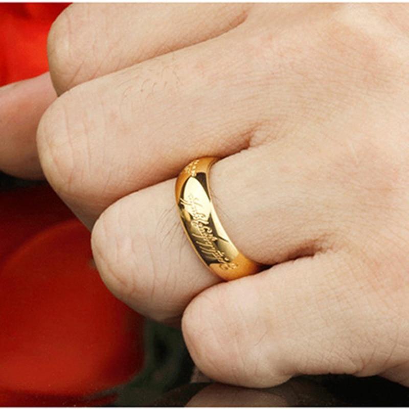 Modern High Quality Gold Color Rings  Great Elegant Gift Stainless Steel One Ring Of Power Jewelry Luxury for Women Men