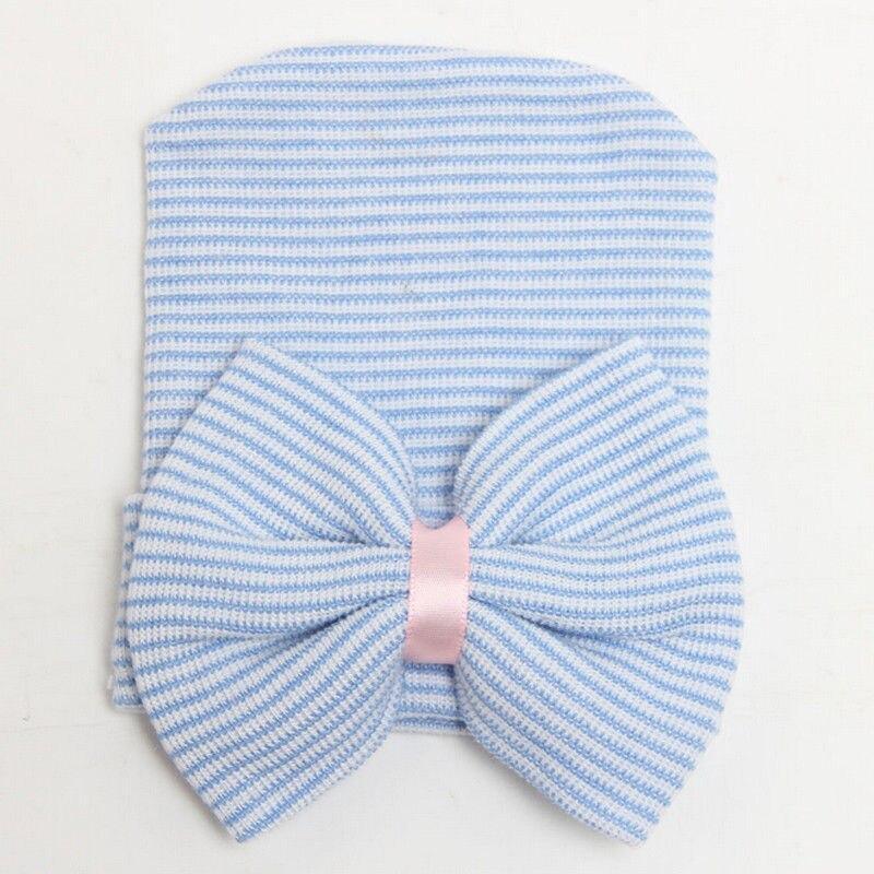 Newborn Baby Girls Striped Headband Headwear Toddler Soft Hat with Bow For Baby Girls