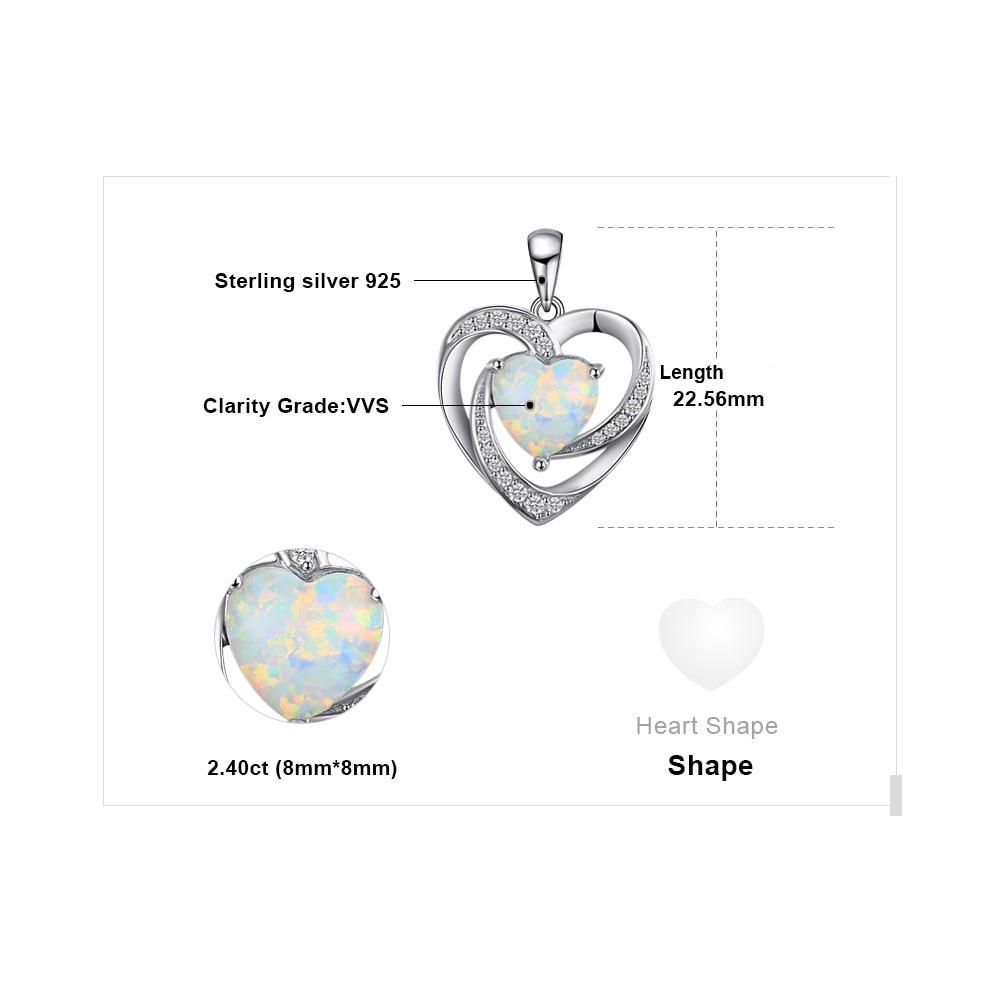 Heart Created Opal Pendant Necklace 925 Sterling Silver Gemstones Choker Statement Necklace Women In Luxury Modern Shiny Jewelry Diamond Design