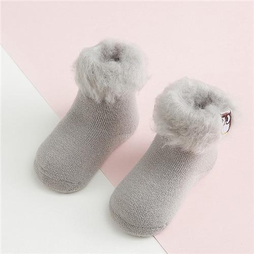 Winter Luxury Cozy Baby 3D Cartoon Embroidery Warm Thick Newborn Socks For Baby Girls and Boys In Elegant Comfortable Fashion Design