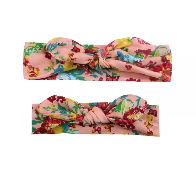 Mother & Baby Headbands Print Floral Elastic Hair Bands Parent-Child Hair Accessories Bow For Baby Girls Bow in Modern Design