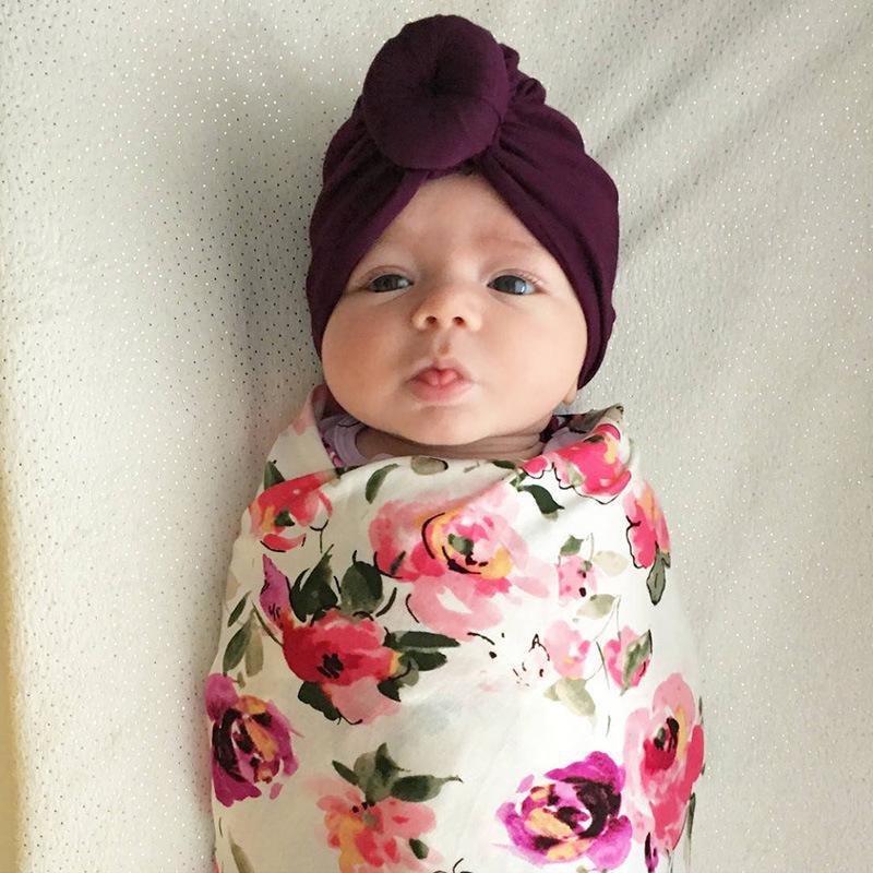 Newborn Toddler Baby Girl Turban Cotton Beanie Hat Warm Soft Cap Solid Knot Soft Wrap In Modern Style