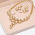 Bridal Simulated Pearl Jewellery Sets for Women's Dresses Accessories Cubic Necklace Earrings Set Gold Color