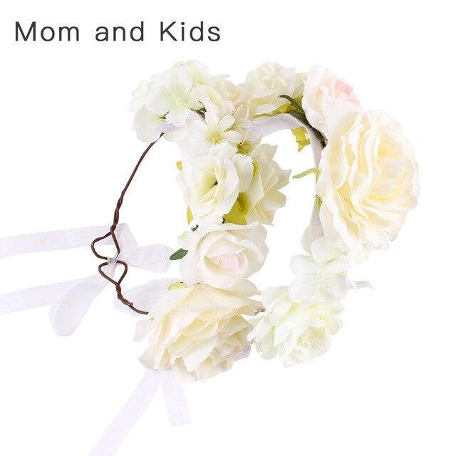 Luxury Handamde Mommy and Baby  Flower Headband Large Flower Crown Mother Kids Flowers  Headwear For Celebration