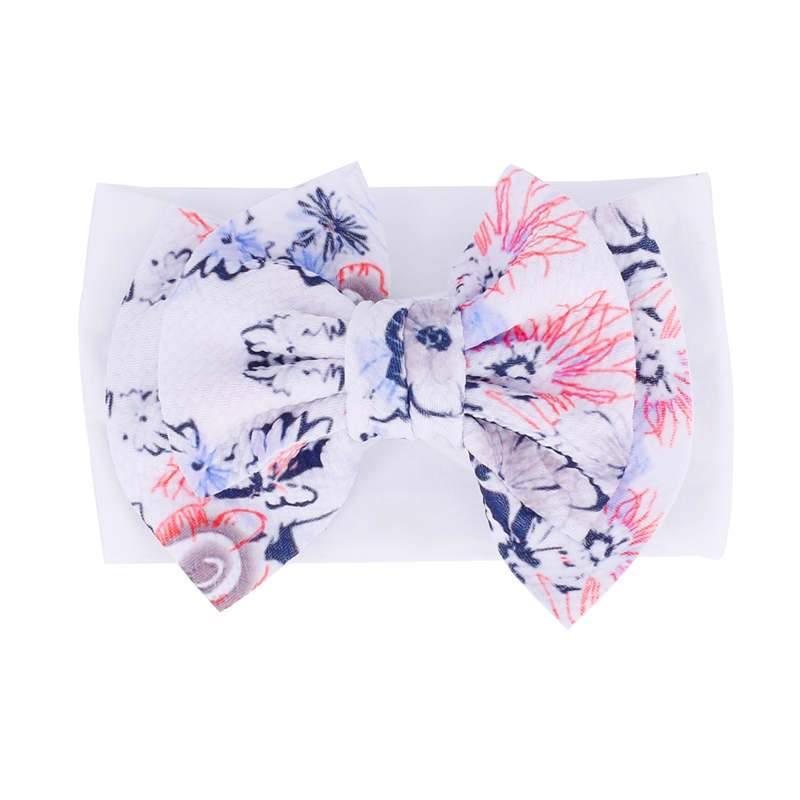 Handmade Bow Flowers Baby Headbands Printed Bowknot Elastic Baby Turban Newborn Hair Accessories For Baby Girls