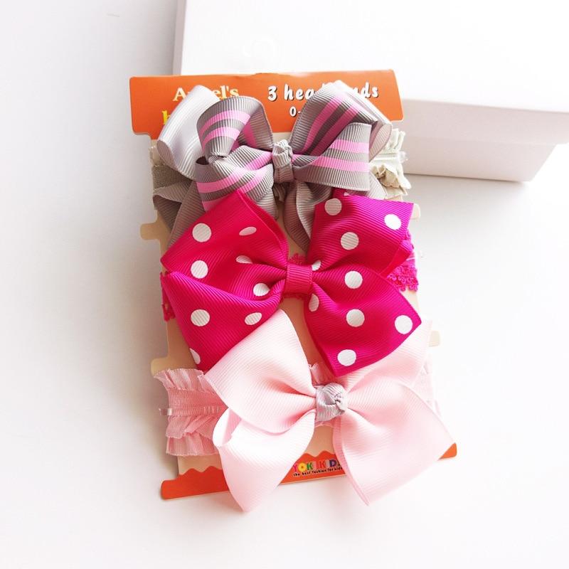 3PCS Set Baby Headband Girls Hair Accessories Cotton Rabbit Ear Turban Bow Elastic Hairband For Baby Girls