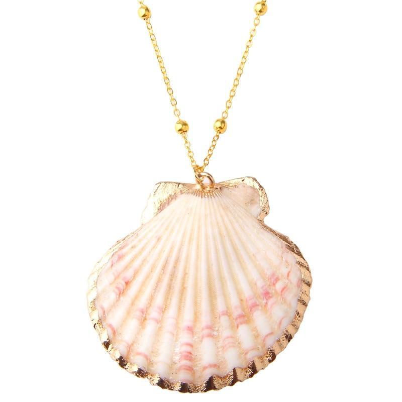 New Boho Conch Shell Amazing Necklace Sea Beach Shell Chain Pendant Elegant Necklace For Women Collier Femme Shell Cowrie Modern Summer Jewelry Bohemian