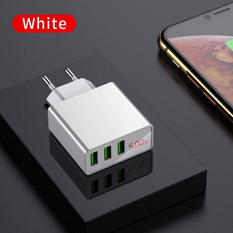 LED Display 3 Port USB Charger 3A Mobile Phone Fast Multi-port Charging Wall Chargers