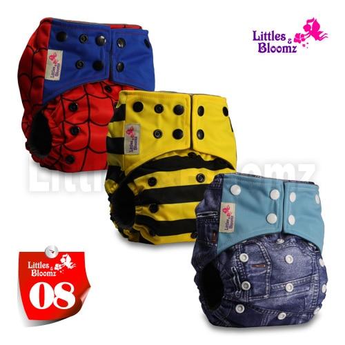 Modern Luxury Printed Washable Real Cloth Pocket Nappy,3 nappies/diapers Set For Girls and Boys Baby In Elegant Style