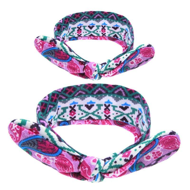 Mother & Baby Headbands Print Floral Elastic Hair Bands Parent-Child Hair Accessories Bow For Baby Girls Bow in Modern Design