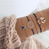 Bohemian Black Beads Chain Bracelets Bangles For Women Fashion Heart Compass Gold Color  Bracelets Sets Luxury Jewelry Gifts