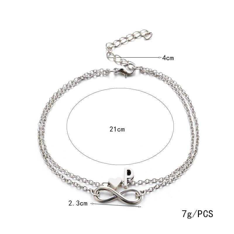 Anklet Heart Infinity Silver Color Ankle Bracelet 26 Letter Anklets For Women Foot Jewelry Style