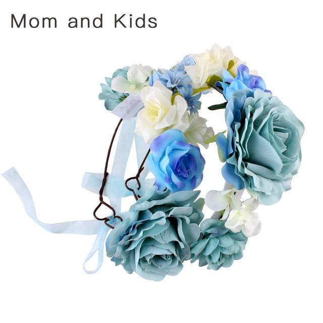 Luxury Handamde Mommy and Baby  Flower Headband Large Flower Crown Mother Kids Flowers  Headwear For Celebration