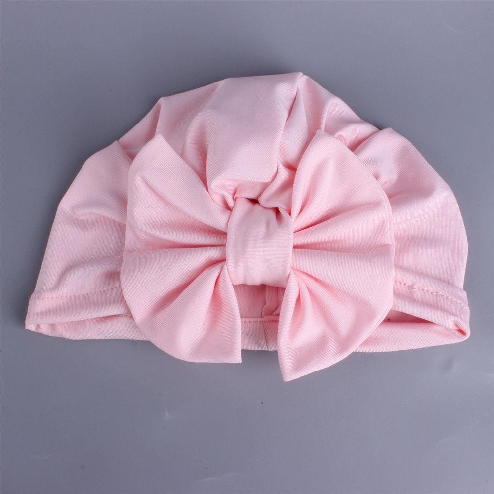 Newborn Baby Kids Boys Girls Soft Turban Cap Beanie Solid Bow Knot Wrap Cap For Baby