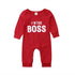 Cute Newborn Baby Child I'm the BOSS Romper Outfits Christmas Clothing Gifts for Boys/Girls Modern Red Jumpsuit