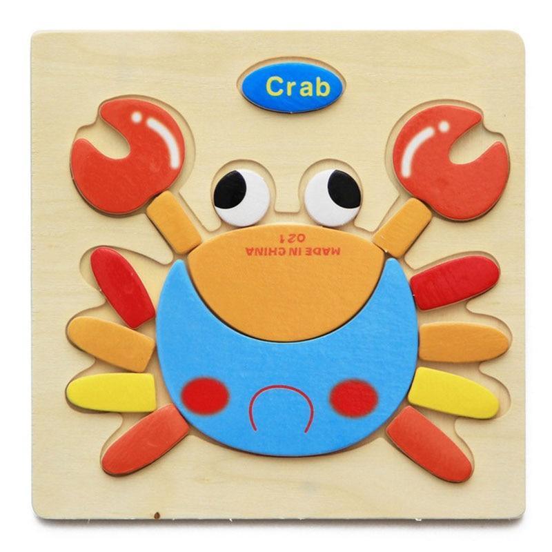 Wooden 3D Stevvex Modern Interesting Baby Learning Puzzles for Children Cartoon Animal Fruit Puzzles Intelligence Kids Children Educational Toy