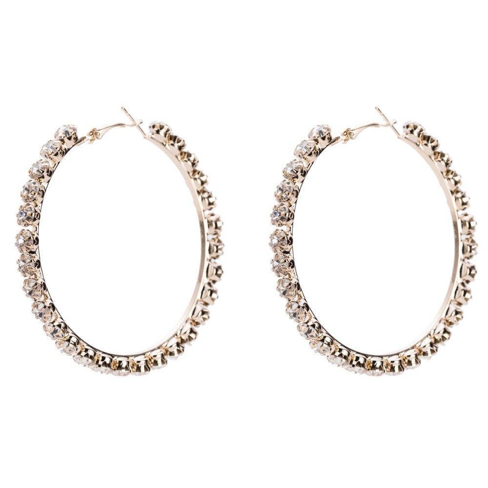 Modern Fashion Trendy Stunning Glass Rhinestone Gems Luxury Hoop Earrings For Women Elegant Jewelry Fashion Earrings