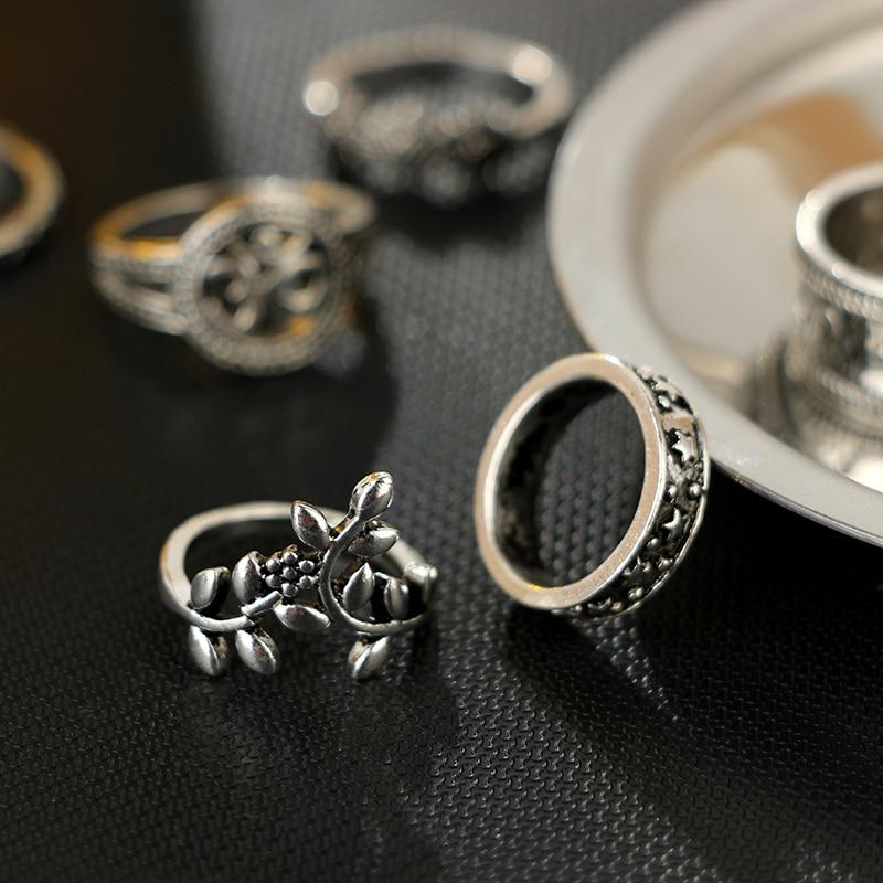 Luxury Modern Elegant 925 Stain Steal Rings Jewelry Set for Women In Punk Elephant Flowe Style