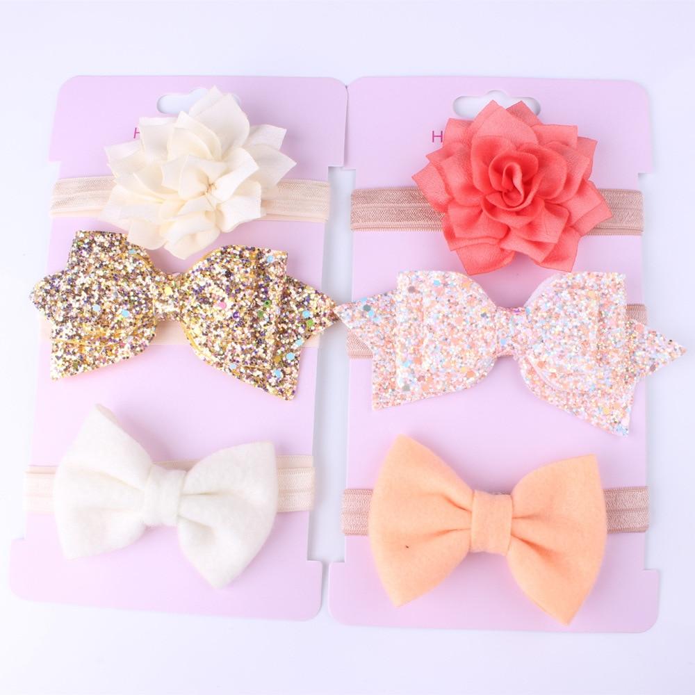 Baby Girls Headband Set Bow Knot Head Bandage Kids Toddlers Headwear Flower Hair Band Infant Clothing Accessories