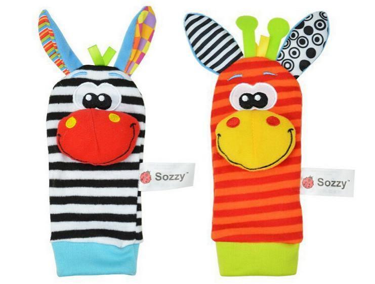 Modern Baby Toy Socks Plush Garden Bug Wrist Rattle Styles Educational Toys Cute Bright Color For Kids