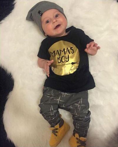 Modern Printed Baby Boy Clothes Sets T-shirt+ Pants Cartoon Printed Clothing Set For Boys In Elegant Design