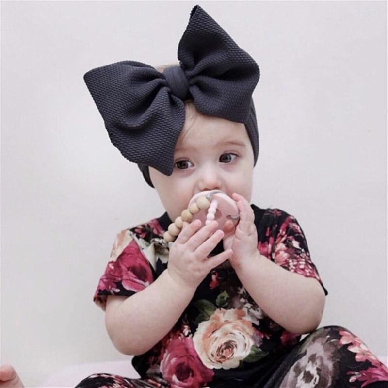 Modern Luxury Adjustable Big Bow Headwrap Baby Headband Top Knot Headbands, Over Sized Bow Hair Turban Newborn Head Band for Girls