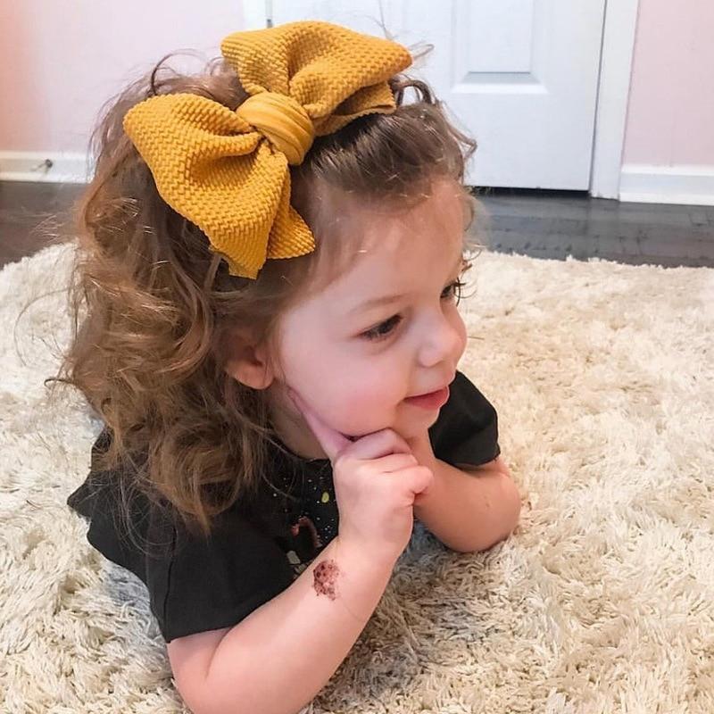 Modern New Headband with Messy Bow Baby Girls Hairbows Infant Solid Large Bow Turban Headwrap Newborn Bow For Girls