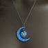 Modern Amazing Moon Glowing Necklace Gem Charm Elegant Jewelry Silver Plated Women Halloween Pendant Hollow Luminous Stone Pendant Perfect Necklace Gifts