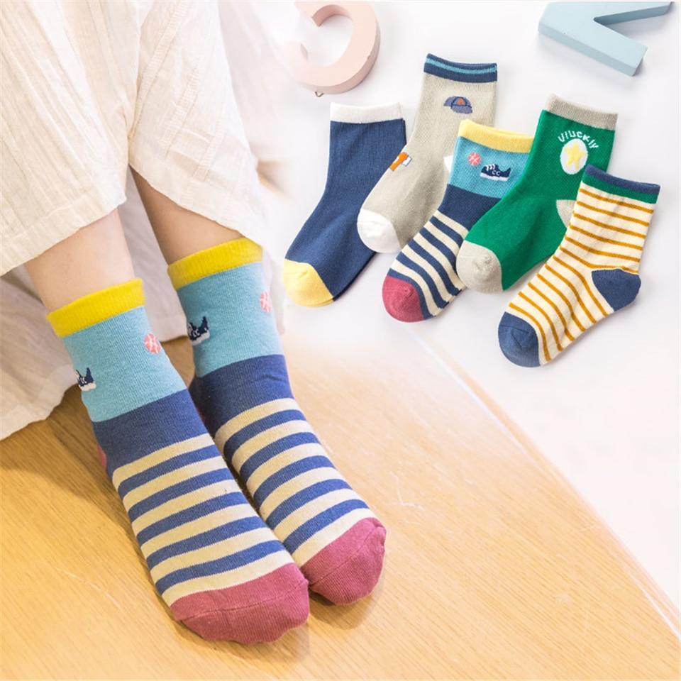 5 Pair Lovely Print Comfortable Knitted Cotton Newborn Soft Sock For Baby Boys And Girls