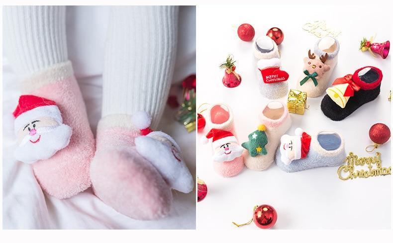 Baby Socks Christmas Anti Slip Short Socks for Baby Newborn Winter Warm Infant Cartoon Girls Boys