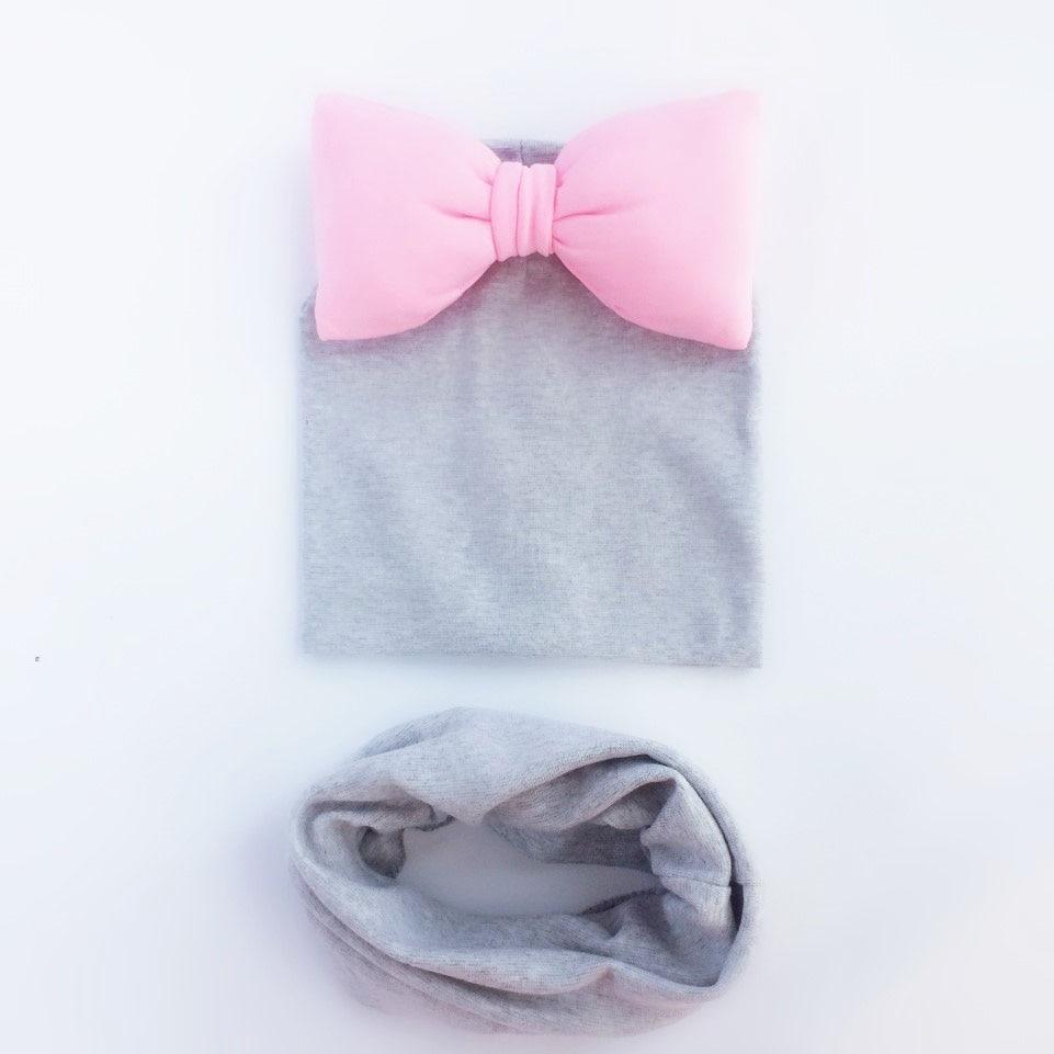 infant Baby Hat Girl big bow Butterfly Knot Cap cotton Collar Scarf set hat for girls baby