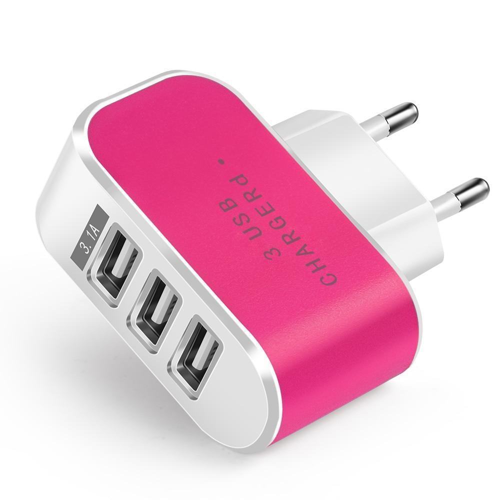 3 Ports USB Charger 5V 2A USB Wall Power Adapter EU Charger Quick Charging Ideal Phone Charger