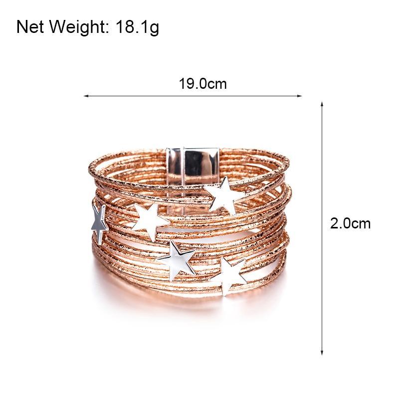 Modern Bohemian Star New Leather Elegant Bracelets Luxury For Women Fashion Pentagram Multi-Layer Wide Wrap Bracelets And Bangles Jewelry