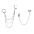 New Modern Korean Fashion Hip Hop Chain Earrings Luxury Titanium Steel Chain Threader Drop Cuff Double Chain Elegant Unisex Jewelry