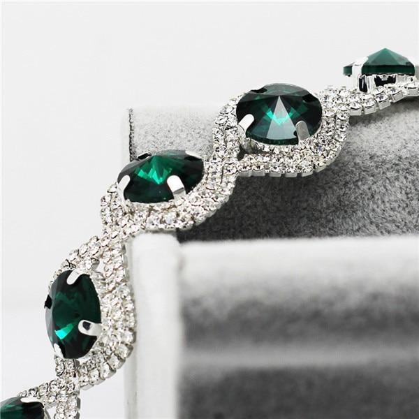 Luxury Woman Elegant Wedding Bridal Jewelry Sets For Women Rhinestone Austrian Crystal Jewelry Set Bracelet Earrings Set