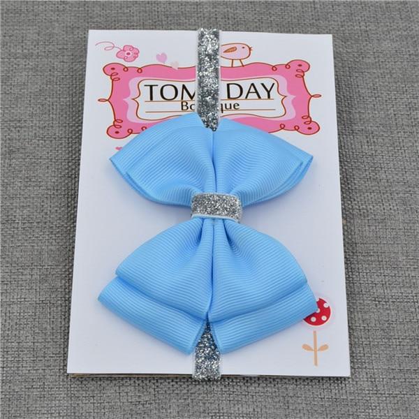 Luxury New Baby Hair Bow Flower Headband Silver Ribbon Hair Band Handmade Hair Accessories Bow for Children