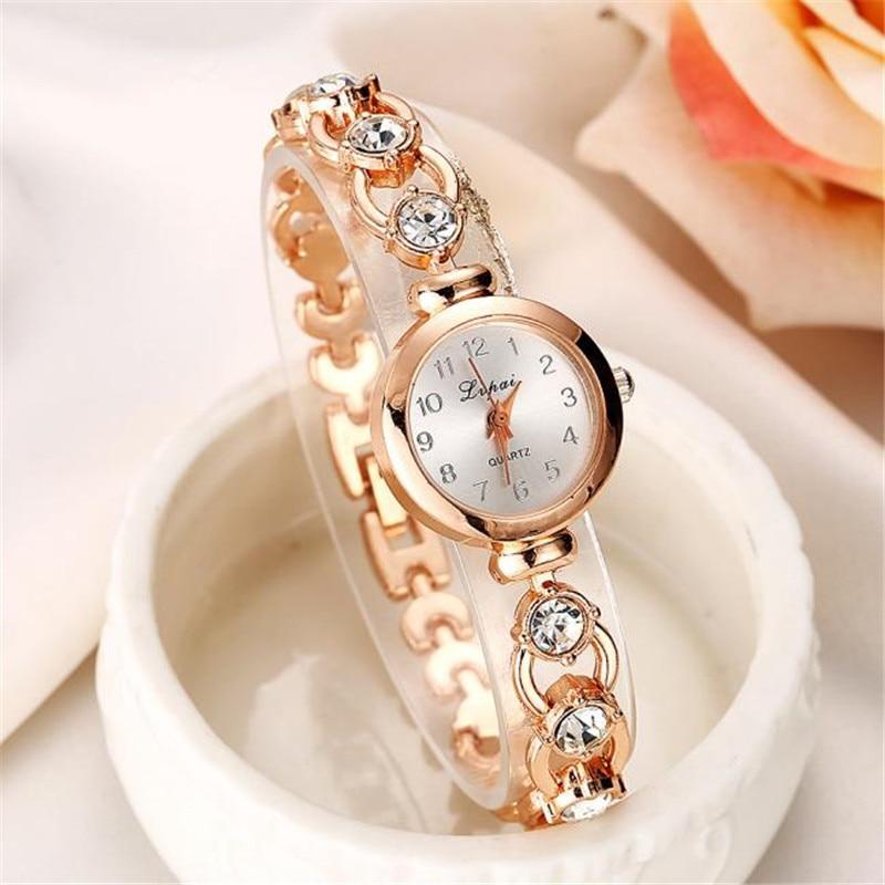 Ladies Elegant Wrist Watches For Women In Bracelet Rhinestones Analog Style Quartz Watch Women's Crystal Small Dial Watch For Women and Girls