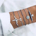 Luxury Modern  Gold Crystal Circle Arrow Bracelets Set for Women In Bohemian Pink Opal Adjustable Charm Bracelet Jewelry Style for Women and Ladies