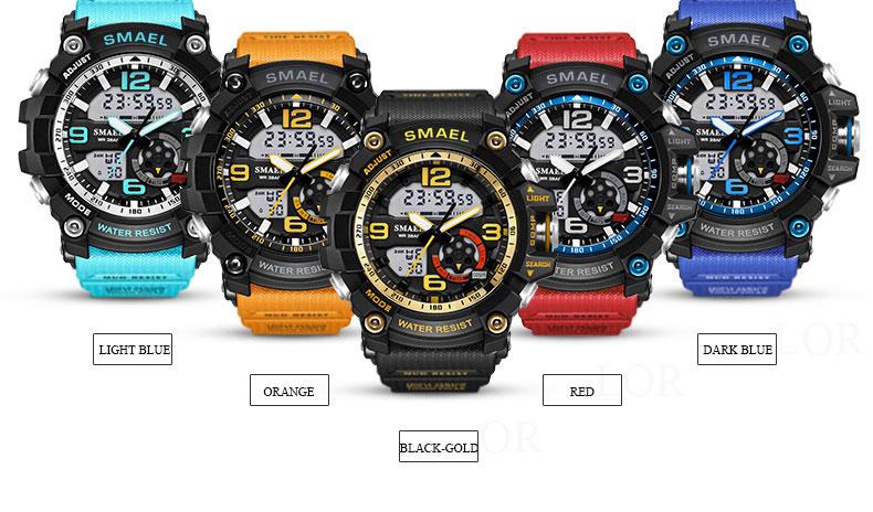 NEW Sport Analog-Digital Watch For Men and Woman  Waterresistant 50M Professional Waterproof Quartz Large Dial Military Wristwatches  With Night Mode