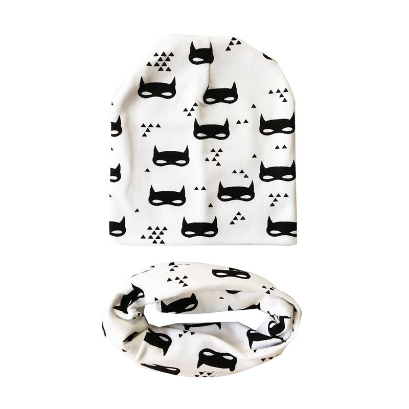 Modern Children Girls Cartoon Sheep Printing Cotton Hat and Scarf Animal Pattern Kids Caps Baby Beanie