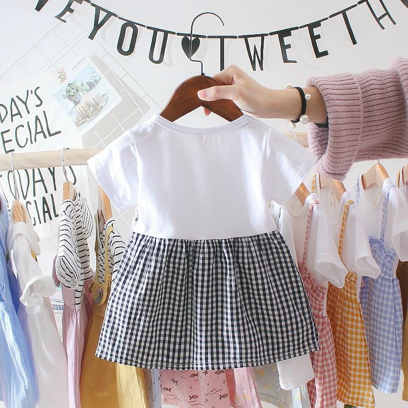 Retro Modern Baby Girl Clothing 0-3Y Casual Toddler Dress Plaid Fake Party Birthday Dress For Girls Between 6-24 Months