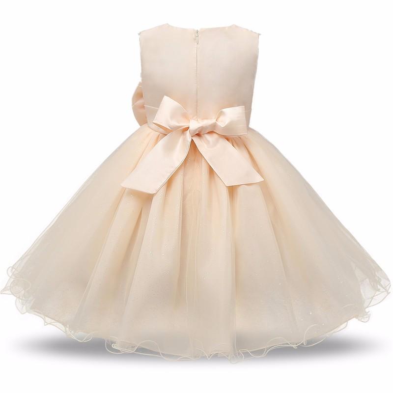 Handmade Luxury New Elegant Girls White First Birthday Party Wear 3D Rose Flower Dress Toddler Girl IWth Big Bow