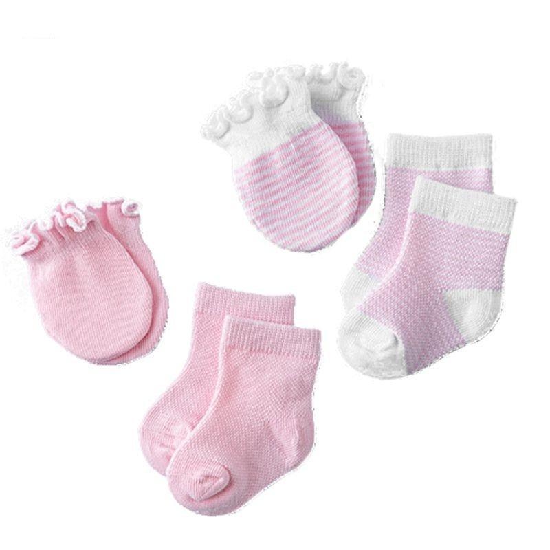 4 Pairs Children Newborn Socks Gloves Anti-scratch Breathable Elasticity Protection For Babies