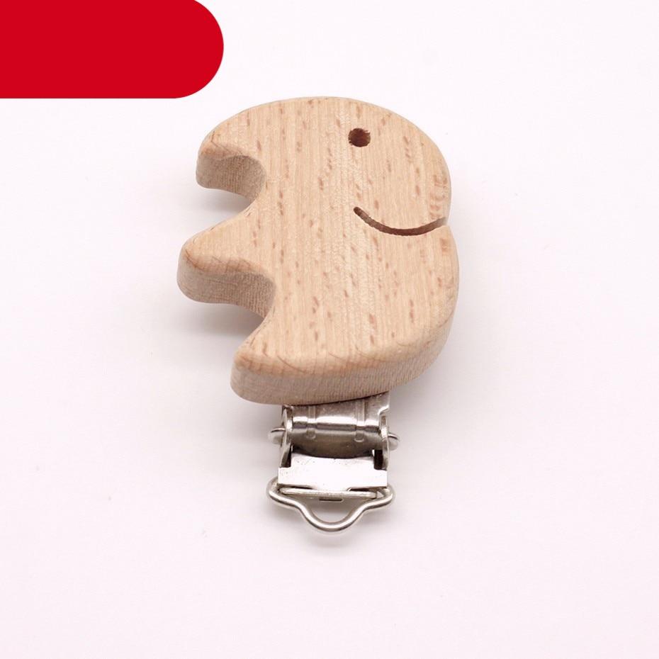 Modern Wood Naural Nipple Chain Accessories BPA Free Cute Modelling Beech Pacifier Clip Small Elephant Heart-shaped Holder for Pacifier