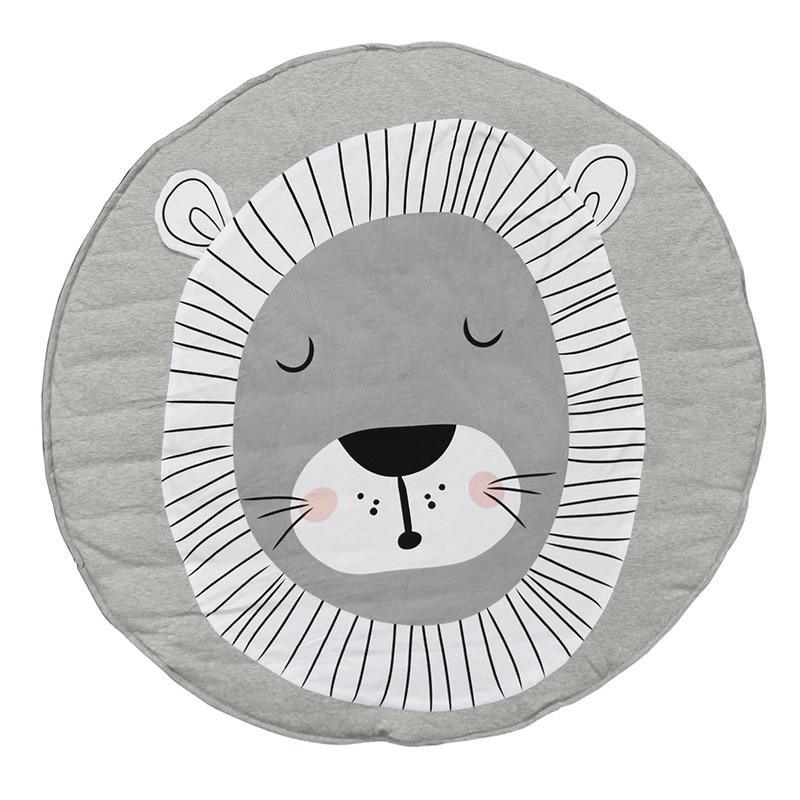 Play Mat Cartoon Animal Baby Mats Newborn Infant Crawling Cotton Round Floor Carpet Rugs Mat for Kids Room Nursery Decor