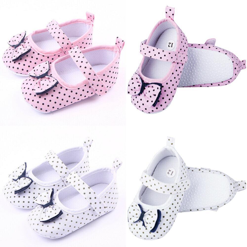 Baby Summer Shoes Anti-slip Sole Crib Shoe Bowknot Dot Print Casual For 3-12 Months Baby