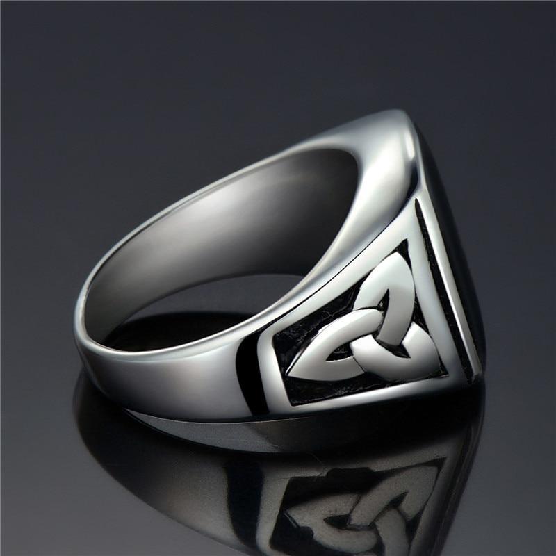 Modern Epic Punk Titanium Steel Ring for Men Jewelry Valknut Signet Ring Odin Symbol Norse Viking Biker Finger Ring Trendy Male Jewelry Design